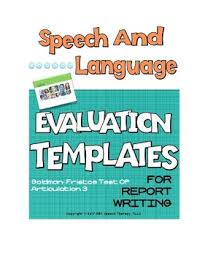 Speech Language Evaluation Templates Goldman Fristoe Test Of Articulation