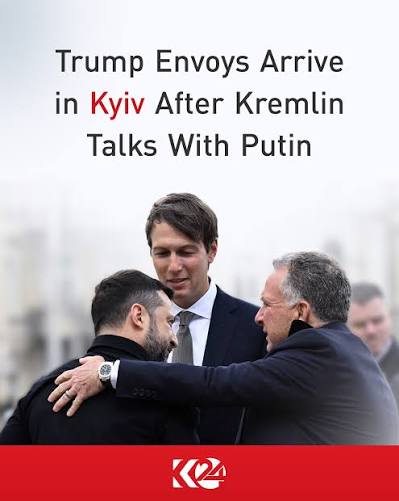 Trump envoys Steve Witkoff and Jared Kushner arrived in Kyiv on Sunday for  talks with Ukrainian President Volodymyr Zelensky, a day after meeting  Russian President Vladimir Putin in Moscow. The visit comes