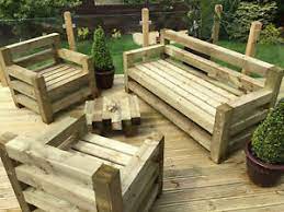 Check spelling or type a new query. Modern Chunky Rustic Wooden Garden Sofa Bench And 2 X Side Chairs Ebay