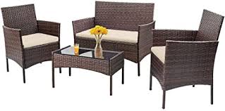 Maybe you would like to learn more about one of these? Amazon Com Patio Furniture Set 4 Piece Outdoor Wicker Sofas Rattan Chair Wicker Conversation Set Coffee Table Bistro Sets For Pool Backyard Lawn Brown Garden Outdoor