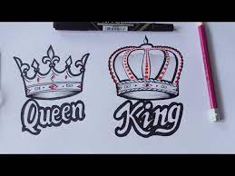 King hand lettering king icon sketch queen crowns king letters ruby crown queen and king cartoon crown antique queen crown vector crowns icon queen king. How To Draw Crown King And Queen Tattoo Crown Drawing Youtube