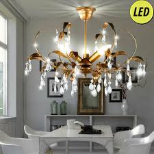 Kristall Luster Blüten Flur Kronleuchter Leuchte Decken Led
