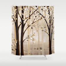 Beige Brown Shower Curtain Bath Mat Nature Forest Unique Etsy Brown Shower Curtain Neutral Bathroom Decor Unique Bathroom Decor