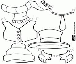 Snowman with hat and scarf. Clothes For The Snowman Coloring Page Printable Game