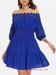 2020 Yazlik Elbise Modelleri Saks Mavi Mini Straplez Dusuk Uzun Kollu Kiyafet Kombinleri The Dress Elbise Modelleri Mavi Abiye