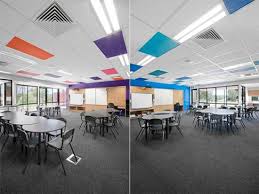 Colored Ceiling Tiles Brilliant Interior Design Classes School Interior Classroom Interior