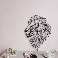 Geometric Lion Metal Wall Sign Wall Decoration Ideas Metal Wall Hangings Metal Wall Sign Minimalist Wall Art Animal Wall Art