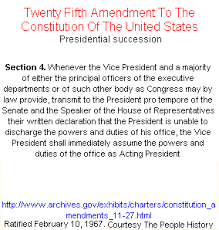 25th Amendment To The Constitution Presidential Succession