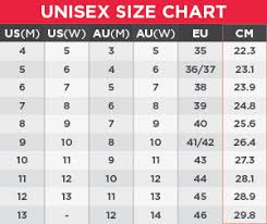 60 Expository Unisex Shoe Chart