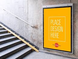 Mockup Of A Wall Mounted Billboard In A Underground Station Psd File With Smart Object Measuring 2300 1724 Px Billboard Mockup Poster Mockup Mockup