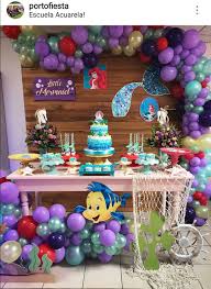 The Little Mermaid Theme Birthday Party Dessert Table And Decor Mermaid Birthday Party Decorations Ariel Birthday Party Mermaid Party Decorations