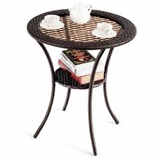 Pelangi coffee round table handmade eco natural rattan wicker with glass top, colonial. Gymax Round Rattan Wicker Coffee Table Glass Top Steel Frame Patio Furni W Lower Shelf Walmart Canada