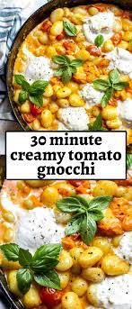 30 Minute Creamy Tomato Gnocchi With Burrata Recipe Vegetarian Gnocchi Recipes Best Gnocchi Recipe Easy Pasta Recipes