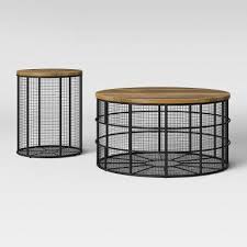 Hillsmere Wire Cage Coffee Table With Removable Wood Top Black Threshold In 2020 Coffee Table Cage Coffee Table Accent Table