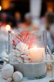 They painted manzanita branches coral and dropped them in low vases with seashells. Gallery Beact Coral Wedding Centerpiece Ideas Deer Pearl Flowers