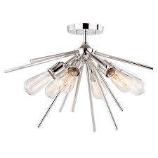 Hundreds of ceiling lighting brands ship free. Estelle 24 In W Nickel Mid Century Modern Sputnik Semi Flush Mount Ceiling Light