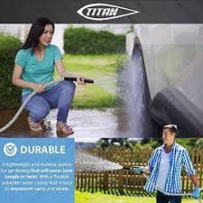 Uses a continuous circular weave with no seam & charcoal infused lead free connectors. Titan 15ft Garden Hose All New Expandable Water Hose With Triple Latex Core 3 4 Easy Removal Solid Brass Fittings Expanding Extra Strength Fabric Flexible Hose With Jet Nozzle And Washers G