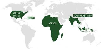 World Map Showing The Areas Of Focus On Cholera Africa And Haiti Are Highlighted In Green Africa Southeast Asia Water Issues