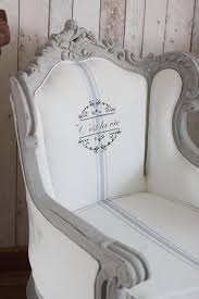 Painted Fabric With Annie Sloan Chalk Paint In Colors Old White And Paris Grey Paint Upholstery French Style Armchair Painted Furniture
