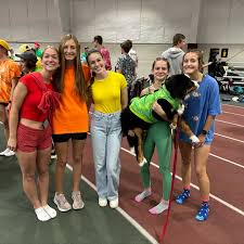 Some of the best family group costumes from our team Halloween party.  Featuring multiple pictures of Wally the track dog as a velociraptor.