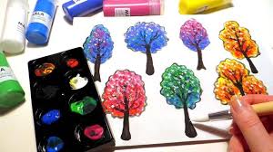 How To Paint Colorful Trees With Acrylics Using Art Supplies Mala Or Mala Paint Brushes And Paints From Ikea I Ikea Art Oil Painting Supplies Colorful Trees