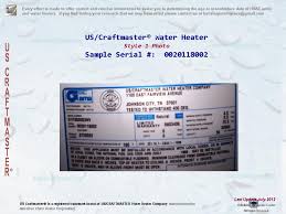 U S Craftmaster Water Heater Age Building Intelligence Center
