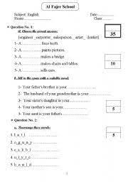 6th grade reading comprehension activities: English Worksheets Grade 6 Exam