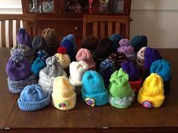 Hats Made By My Sisters And Me Using Addi Knitting Machine We Made 30 Of Them Circular Knitting Machine Machine Knitting Addi Knitting