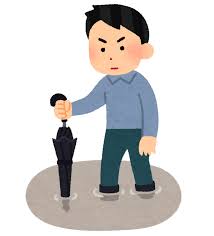冠水時に傘で足元を確認する人のイラスト&nbsp;|&nbsp;かわいいフリー素材集&nbsp;...