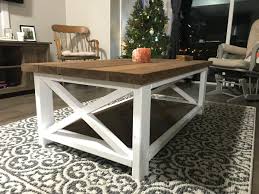 One low coffee table on wheels, two end tables · ›. Rustic X Coffee Table Ana White