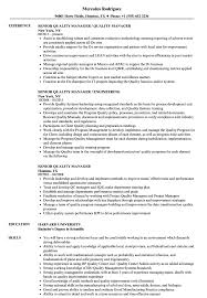 Below a list of qualities for the resume was presentable, you need to learn how to present themselves nicely. Senior Quality Manager Resume Samples Velvet Jobs