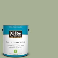 Behr Premium Plus 1 Gal Ppu11 06 Willow Grove Satin Enamel Low Odor Interior Paint And Primer In One 740001 Interior Paint Behr Exterior Paint