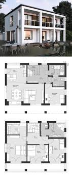 moderne bauhaus stadtvilla grundriss mit flachdach architektur fassade im bauhausstil mit loggia einfamilienhau architektur baustil architektur zeichnungen