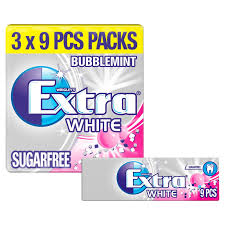 For many people, chewing gum is a relatively mindless activity — one you might do while working, driving or sitting in class. Extra White Bubblemint Chewing Gum Sugar Free Multipack 3 X 9 Pieces Chewing Gum Mints Iceland Foods