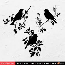 Easy Bird On Branch Silhouette Svg 2 Birds On A Branch Silhouette Vector File For Cricut And Silhouette Cameo Zip File For Instant Do Silhouette Vector Silhouette Disney Silhouettes