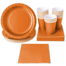 You'll find matching decorations, candy, treat bags and more under each party package selection. Disposable Dinnerware Set 24 Set Paper Tableware Dinner Party Supplies For 24 Guests Including Paper Plates Napkins And Cups Neon Orange Walmart Canada