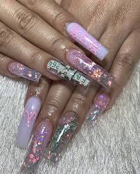 Demiemartinezz Pink Acrylic Nails 21st Birthday Nails Birthday Nails