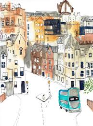 Edinburgh Waverley Bridge Scotland Mixed Media Illustration By Lucyexplores On Etsy Mixed Media Illustration Illustration Edinburgh
