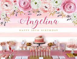 Floral Backdrop Girls Party Banner Poster Signage Personalised Printable Only Birthday Backdrop Birthday Backdrop Party Banner 40th Birthday Celebration Ideas