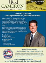 Since 1997, free legal aid has been trying to put legal information in the hands of the people, and connect attorneys with potential clients. J Rod Cameron Attorney At Law Milton Pace And Pensacola Florida Lawyer In The Fields Of Criminal Law Family Law Personal Injury And Workers Compensation Santa Rosa County Criminal Defense Lawyers