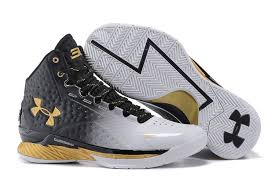 Black And White Under Armour Shoes Women S Under Armour Curry One Black White Gold Basketball Shoes Black And Gold Shoes Curry Shoes Curry One