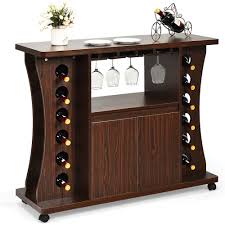 If your kitchen is small and you have to make due with open storage, this glasses holder can use screwdriver to attach brass monogram to the wooden holder. Gymax Rolling Buffet Sideboard Wooden Bar Storage Cabinet W Wine Rack Glass Holder Walmart Com Walmart Com
