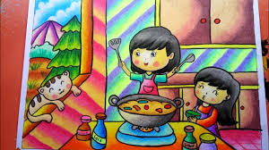 Berikut ini beberapa tekniknya : Cara Menggambar Dan Mewarnai Gradasi Crayon Orang Sedang Memasak Youtube