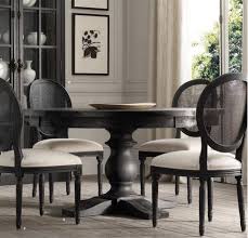 Possessing a simple silhouette, this dining table is compact in size to suit smaller. Restoration Hardware Monastery Round Dining Table Black Round Dining Table Black Dining Chairs Cream Dining Room