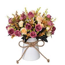 Check spelling or type a new query. Buy Artificial Flowers In Vase Fake Rose Flowers Bouquet With Ceramics Vase Silk Flower Arrangements Table Centerpieces Wedding Flowers Bouquets For Office Meeting Room Home Decor Brown Online In Paraguay B08yns5kw2