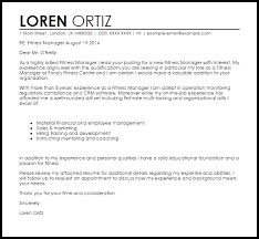 Fitness Manager Cover Letter Sample Cover Letter Templates Examples