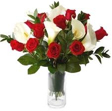 Winter wedding bridal bouquet anemones calla tulips red white. Red Roses Calla Lily Arrangement In Rockville Md Gene S Rockville Florist