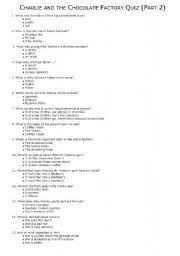 Charlie And The Chocolate Factory Quiz Part 2 Esl Worksheet By Irishsweet