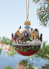 This Musical Sleigh Ball Ornament Plays Jingle Bells As The Village Scene Rotates A Holiday Favorite N Jim Shore Christmas Christmas Clay Christmas Ornaments
