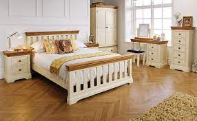 Beautiful range of hand painted bedroom furniture, including dressing tables, chests and blanket boxes. Country Oak Cream Painted 4ft 6 Inches Double Bed Free Delivery Top Furniture